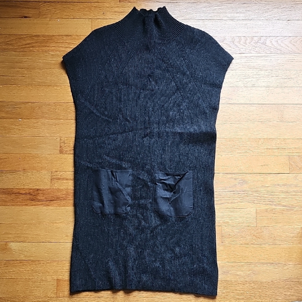 JOIE Geinat Charcoal Gray Cap Sleeve Mock Neck Ribbed Vest Dress